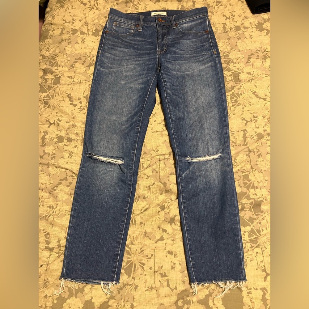 Madewell 9” High Rise Skinny Jeans Size 28 Distressed Raw Hem